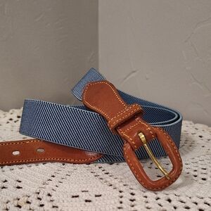 Blue Stretch Belt Hickory Brown Accent Size 34